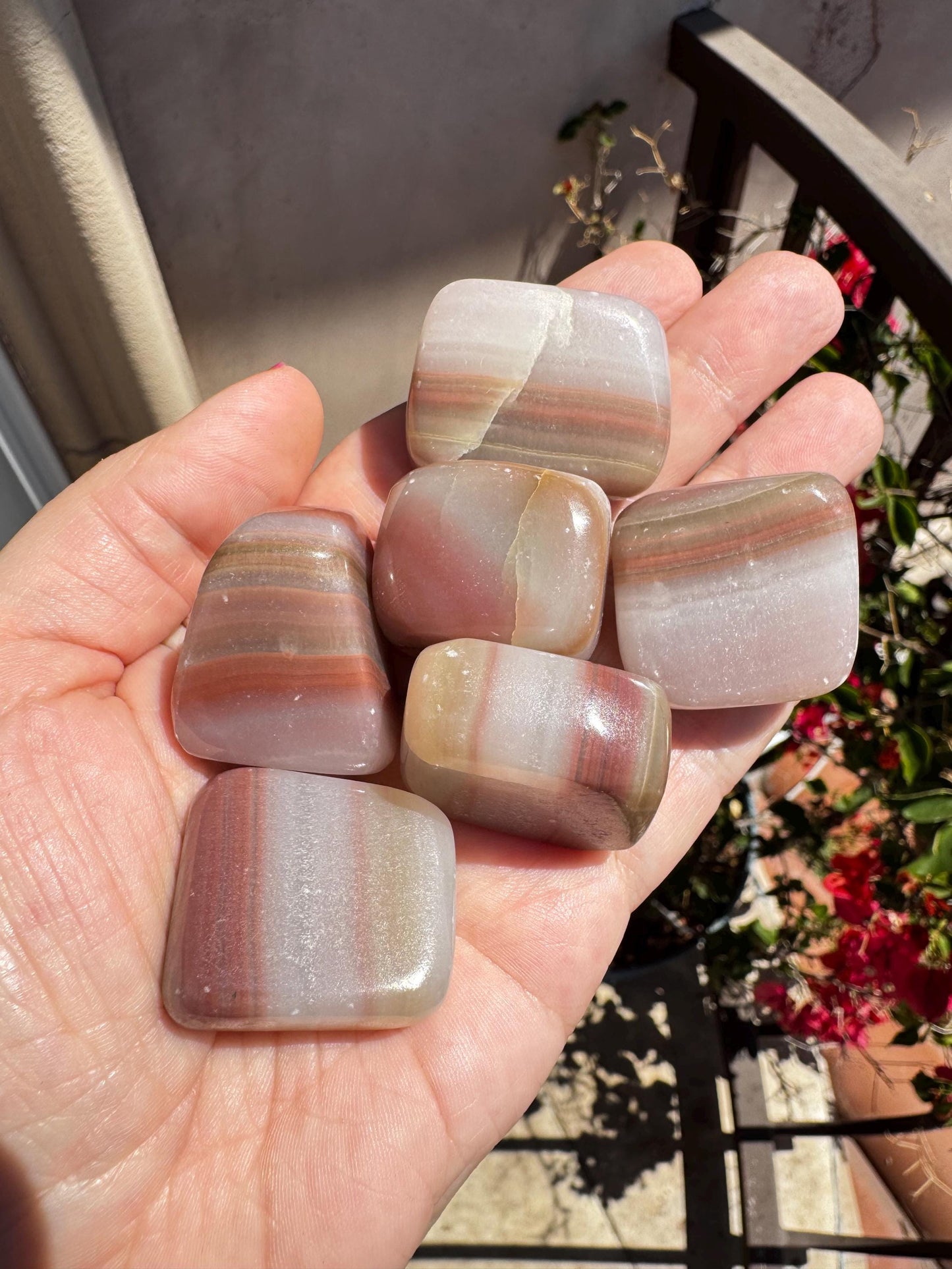 Pink Banded Onyx Tumbles, Crystals for Decor and Meditation