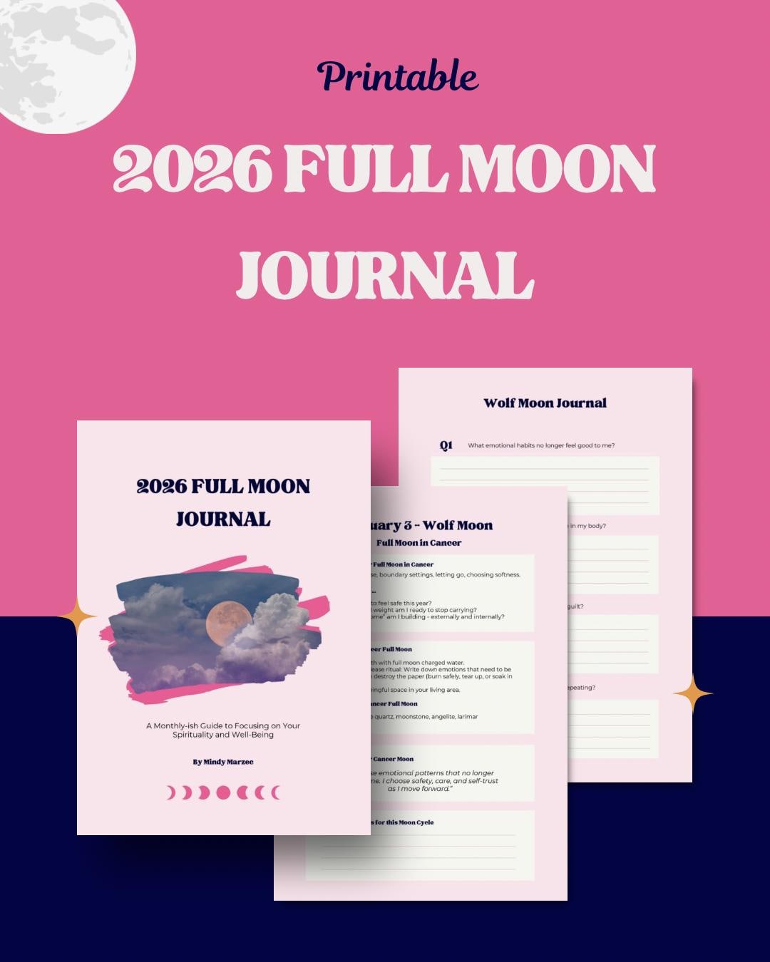 2026 Full Moon Journal - Lunar Rituals, Affirmations & Crystal Guide | Digital Download