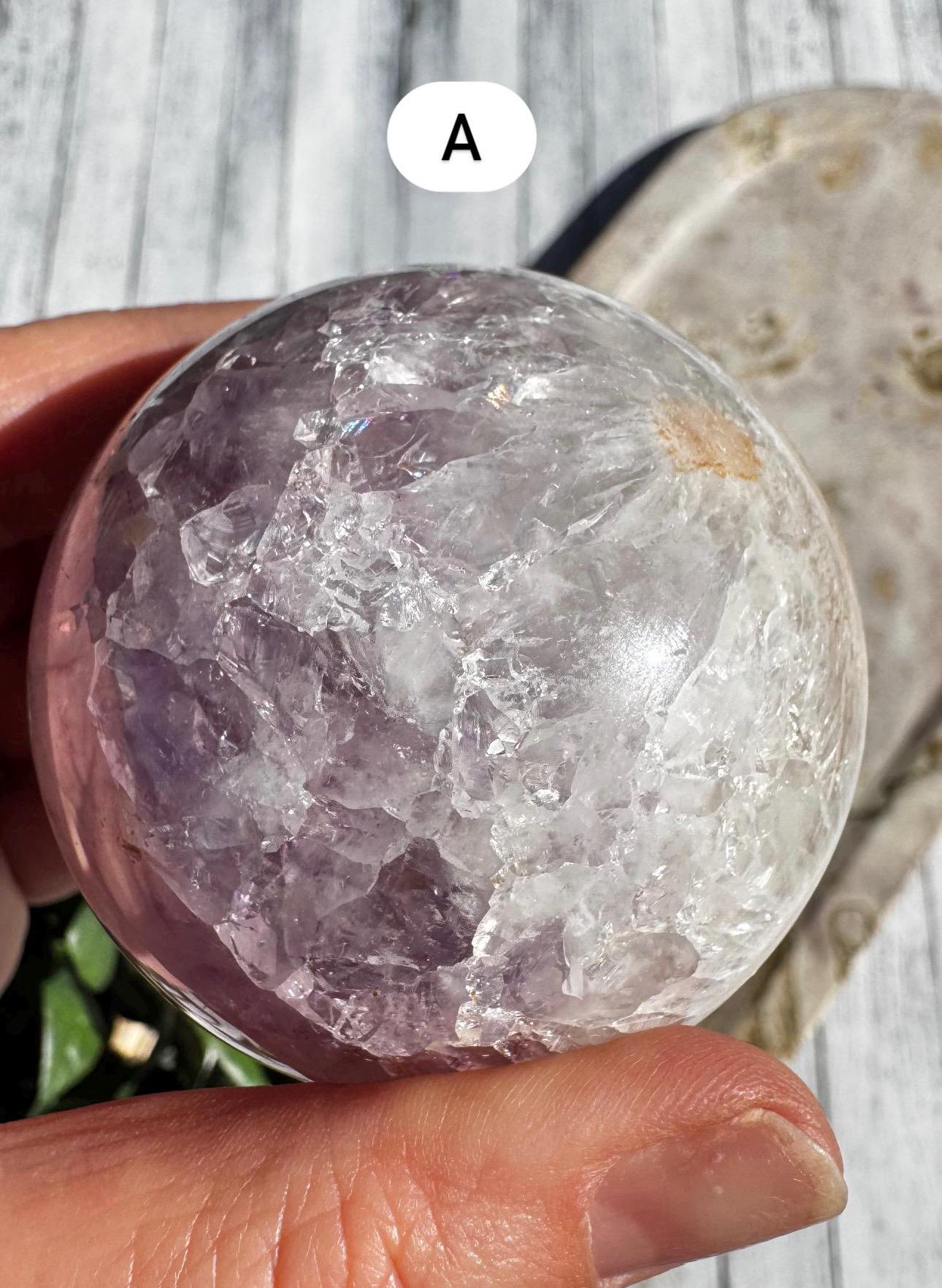 Flower Agate and Pink Amethyst Spheres;  YOU CHOOSE - Nice Quality Crystal Sphere for Home Decor