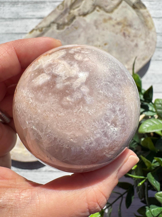 Flower Agate and Pink Amethyst Sphere - Item E