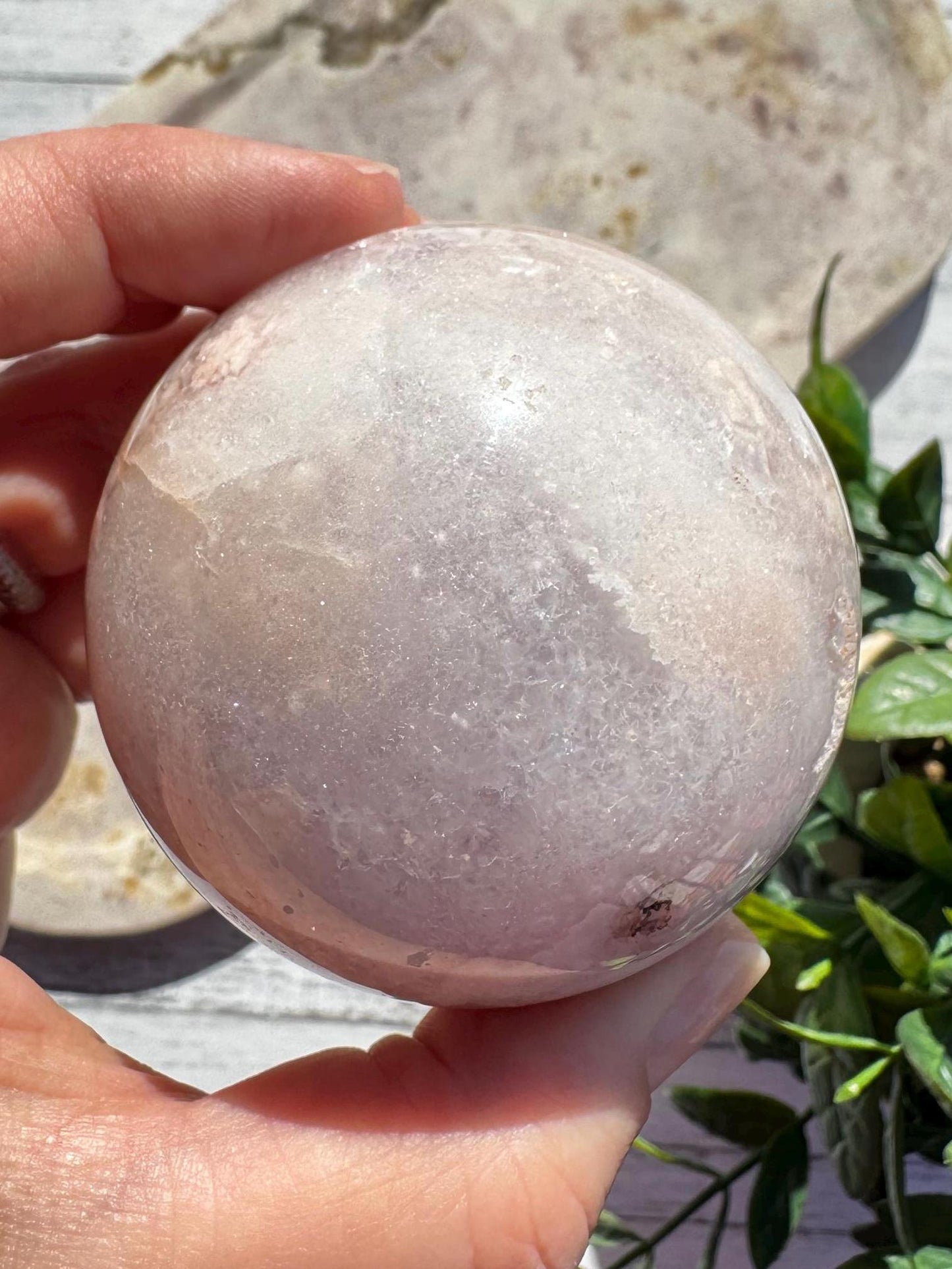 Flower Agate and Pink Amethyst Sphere - Item E