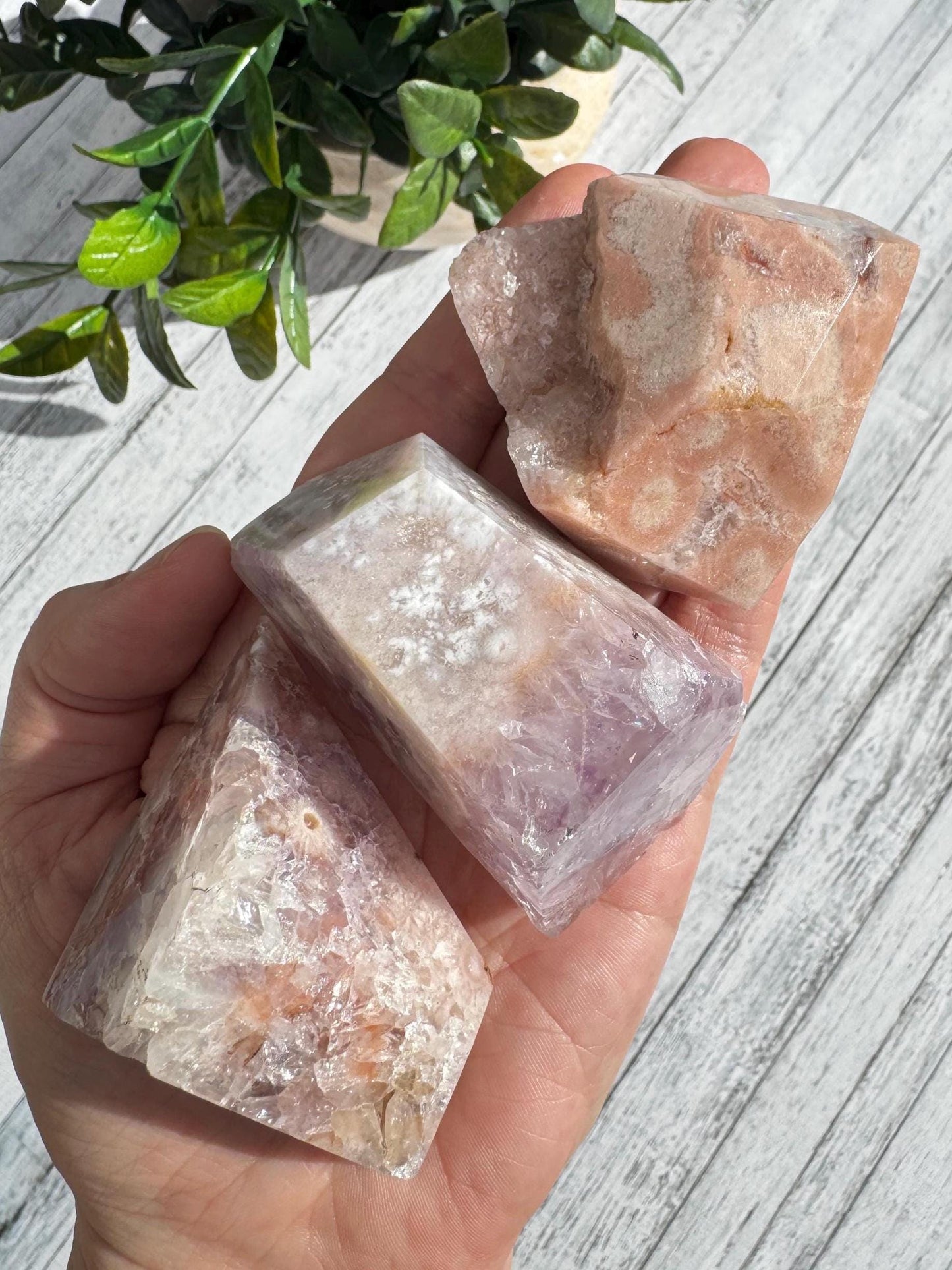Flower Agate and Pink Amethyst Freeforms - Set 2
