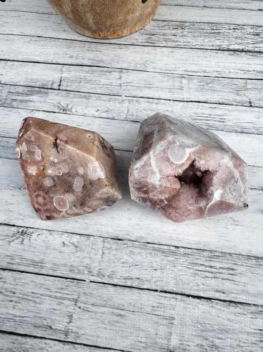 Flower Agate and Pink Amethyst Freeform - Item H