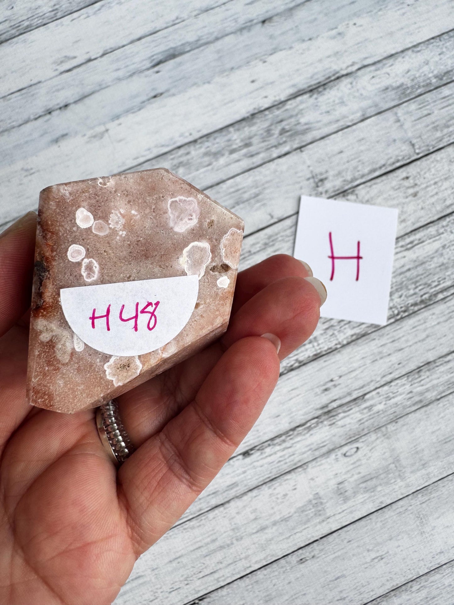 Flower Agate and Pink Amethyst Freeform - Item H