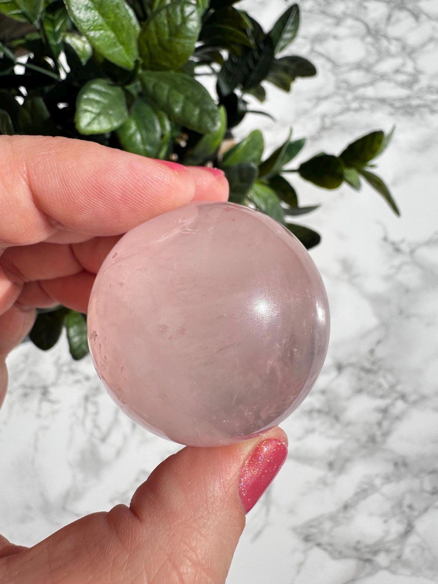 Rose Quartz Sphere (41.7 mm), Includes Stand