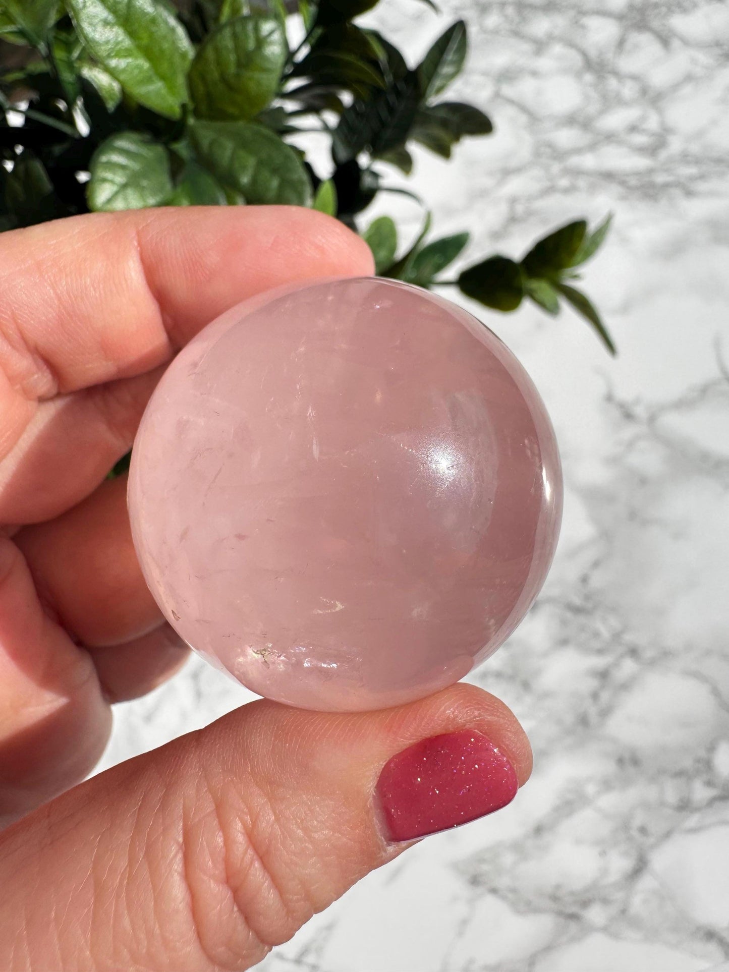 Rose Quartz Sphere (41.7 mm), Includes Stand