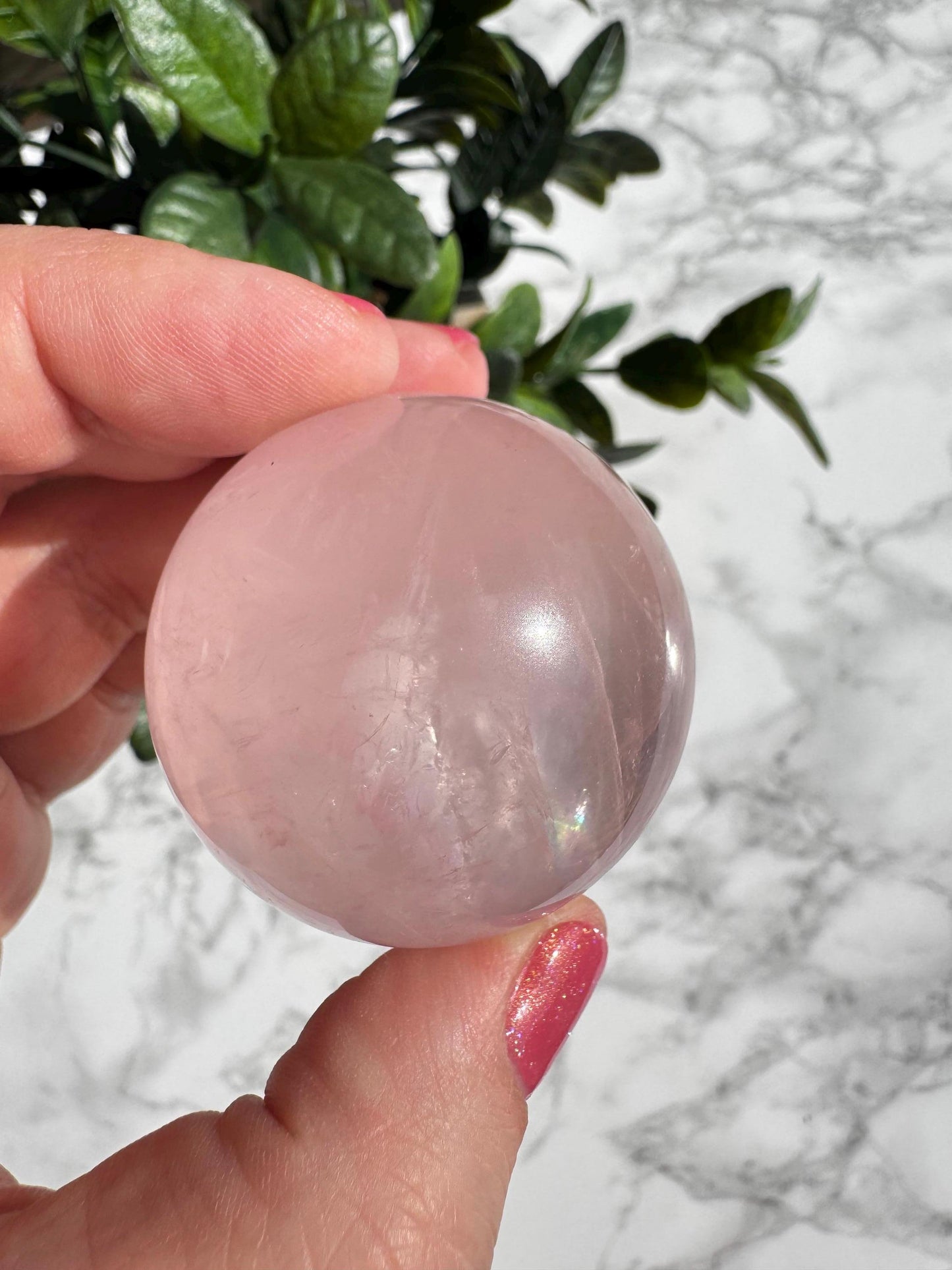 Rose Quartz Sphere (41.7 mm), Includes Stand