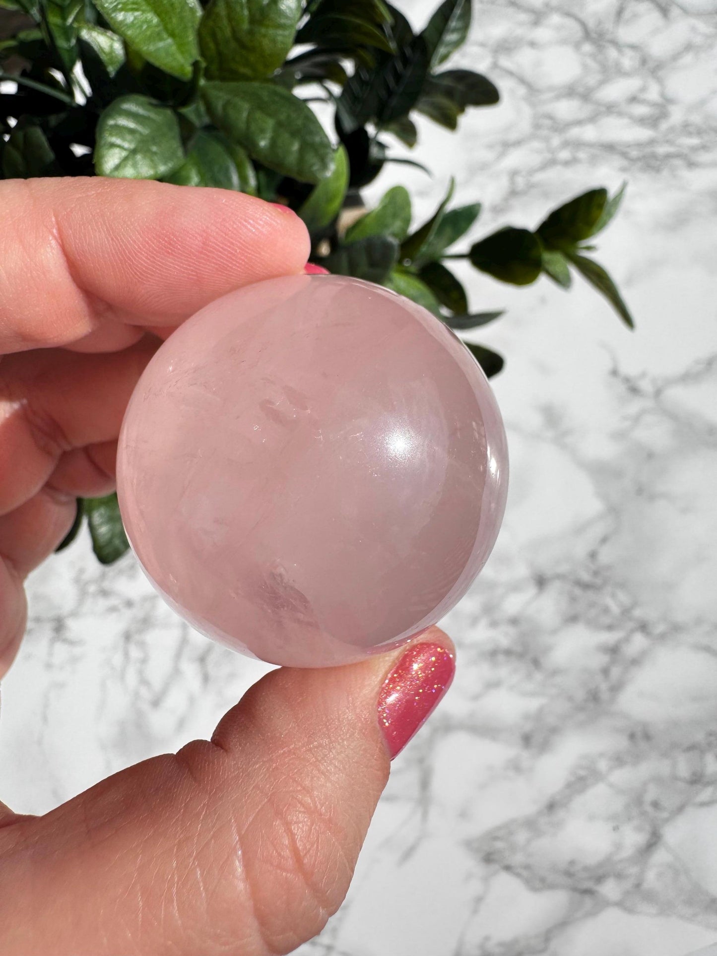 Rose Quartz Sphere (41.7 mm), Includes Stand
