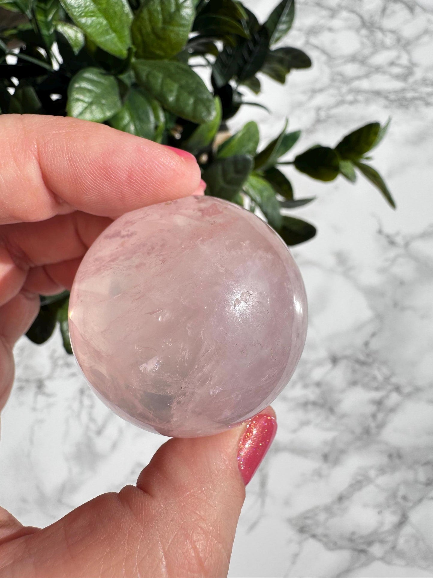 Rose Quartz Sphere (41.7 mm), Includes Stand