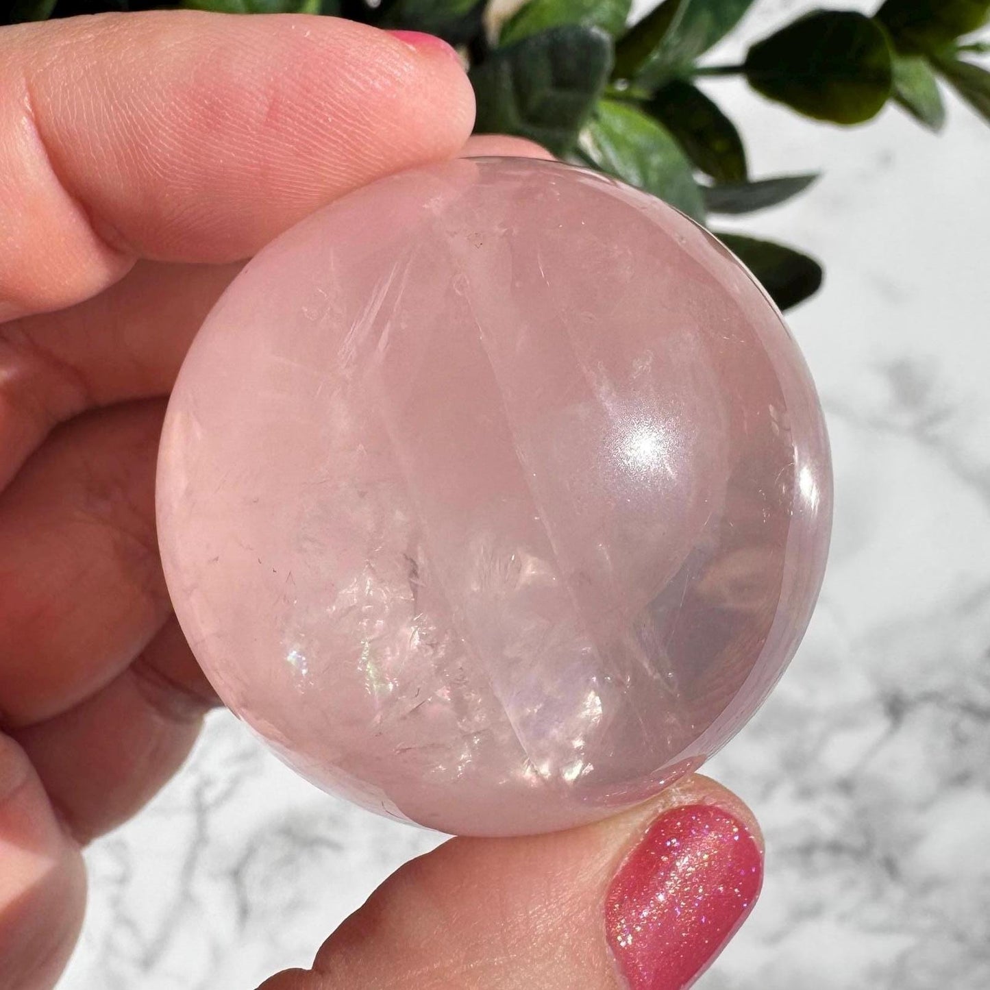 Rose Quartz Sphere (41.7 mm), Includes Stand