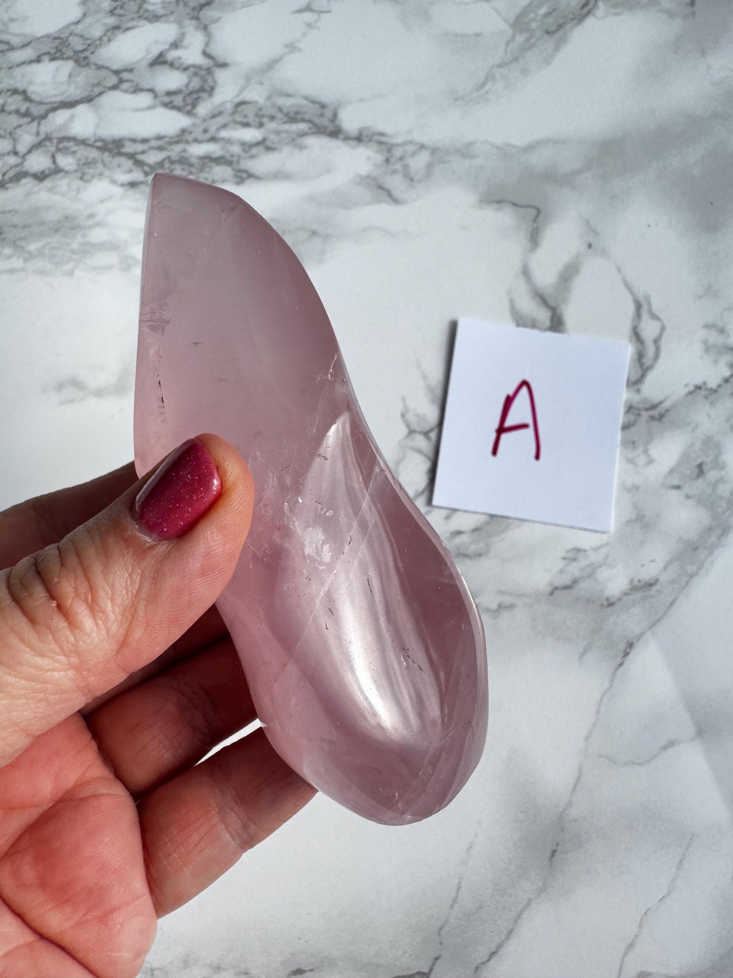 Rose Quartz Flame Carving (3.5 - 4" tall); YOU CHOOSE