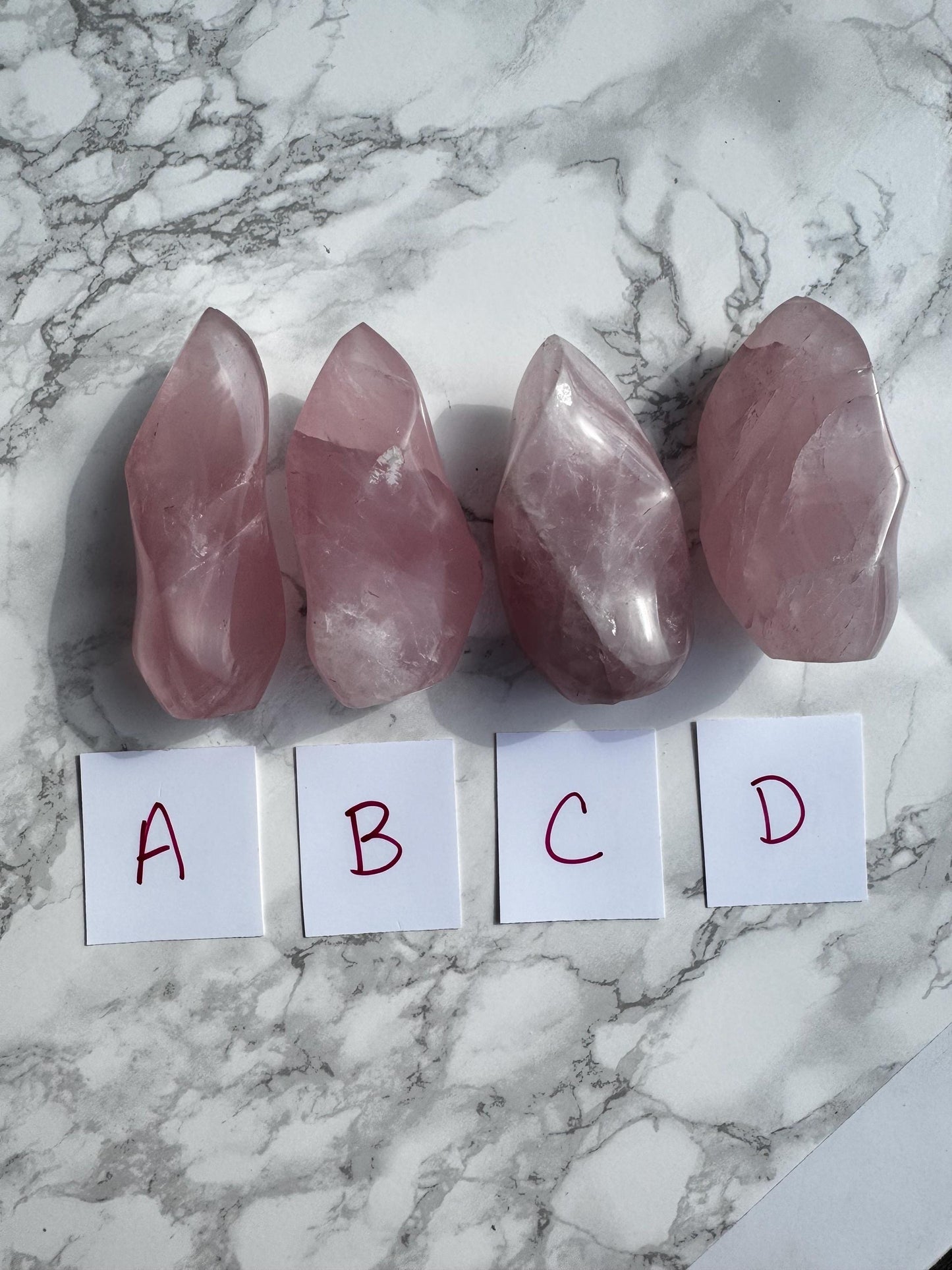 Rose Quartz Flame Carving (3.5 - 4" tall); YOU CHOOSE