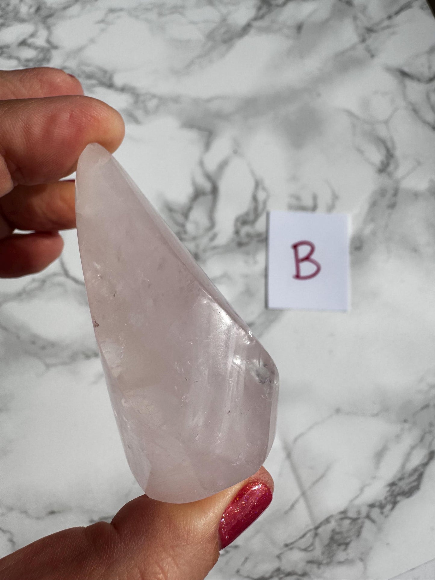 Rose Quartz Flame Carvings (2.5" - 3.5" tall) from Brazil