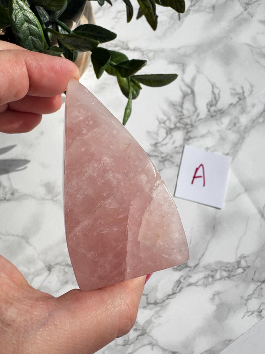 Rose Quartz Chunky Flame Carvings (3" - 3.6" tall) from Brazil; YOU CHOOSE