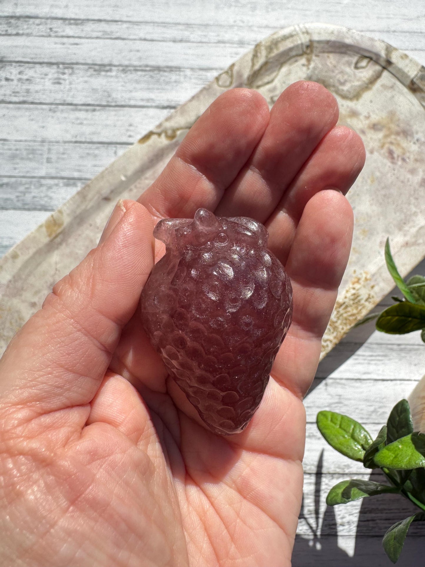 Strawberry Quartz Strawberry Carvings (2"); Beautiful Dark Pink Crystal Stone