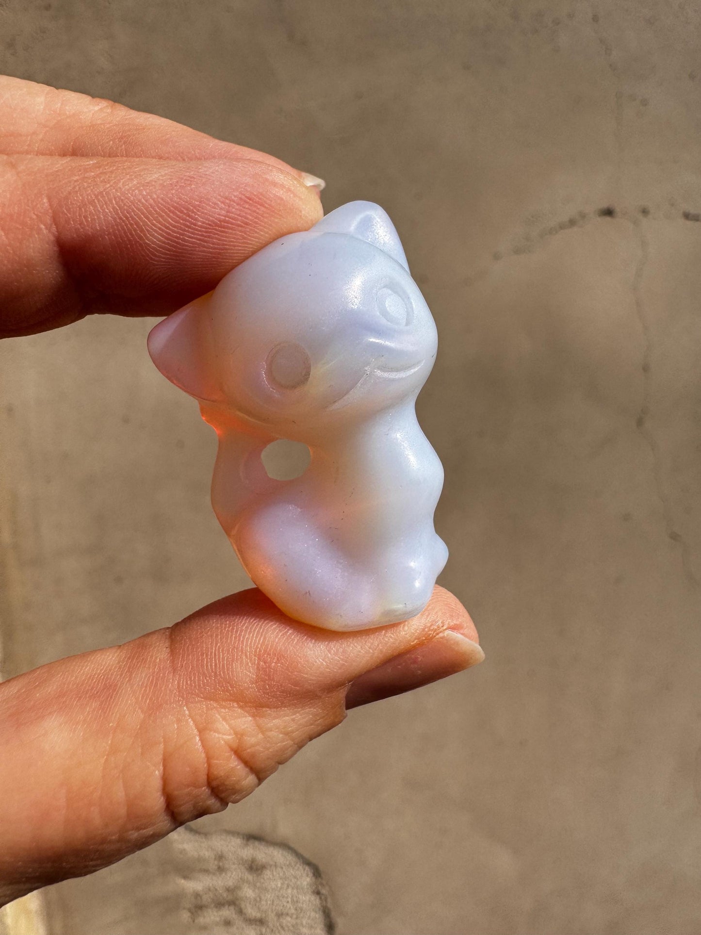 Pink Opalite Cat Carving (1.5") - Man-Made Material - Crystals for Decor