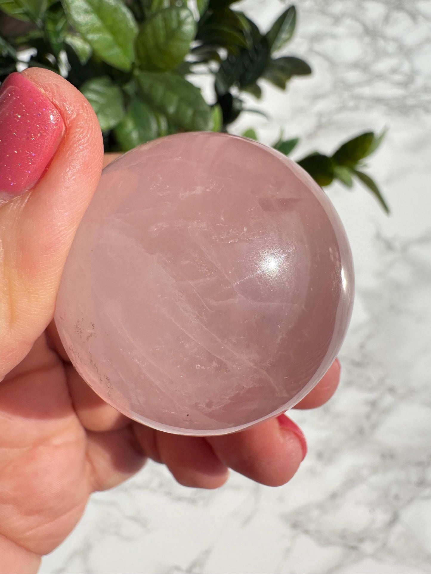 Rose Quartz Sphere (41.7 mm), Includes Stand