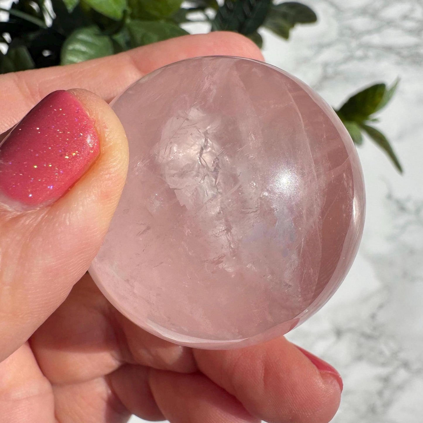 Rose Quartz Sphere (41.7 mm), Includes Stand