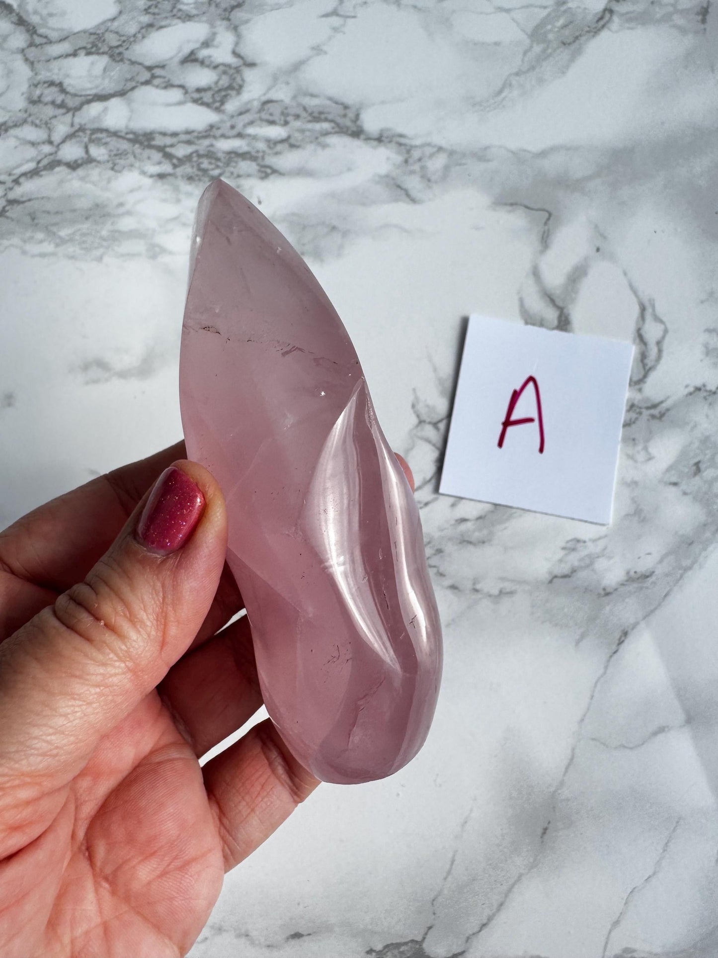 Rose Quartz Flame Carving (3.5 - 4" tall); YOU CHOOSE