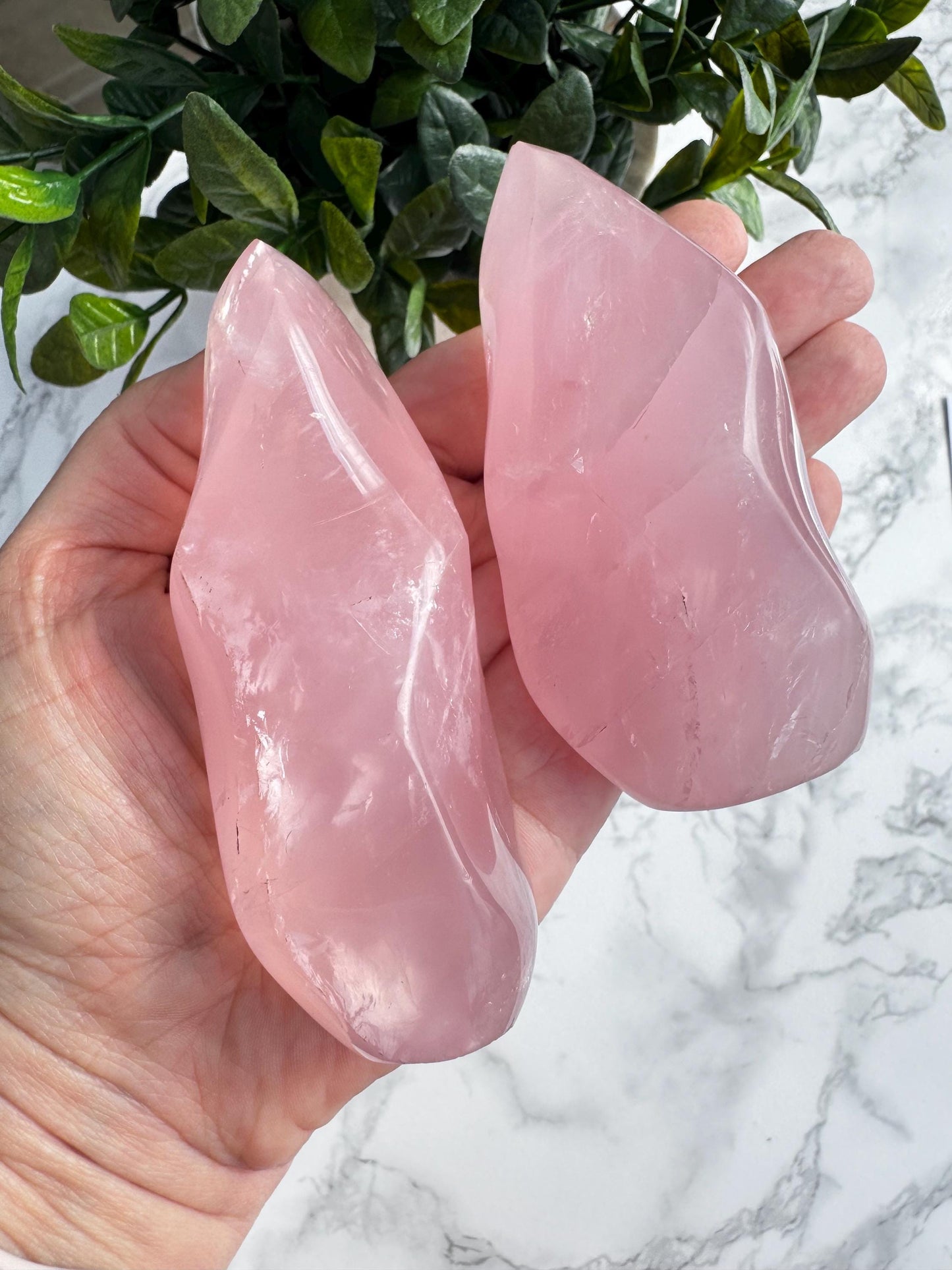 Rose Quartz Flame Carving (3.5 - 4" tall); YOU CHOOSE