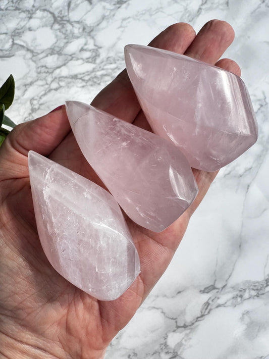 Rose Quartz Flame Carvings (2.5" - 3.5" tall) from Brazil