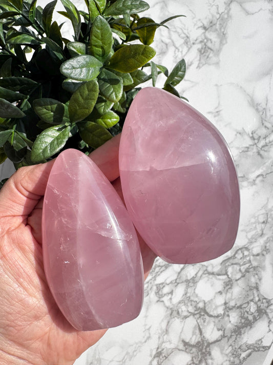 Rose Quartz Freeform Carvings (3.5") - YOU CHOOSE