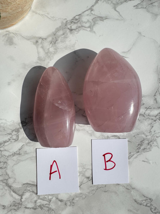 Rose Quartz Freeform Carvings (3.5") - YOU CHOOSE