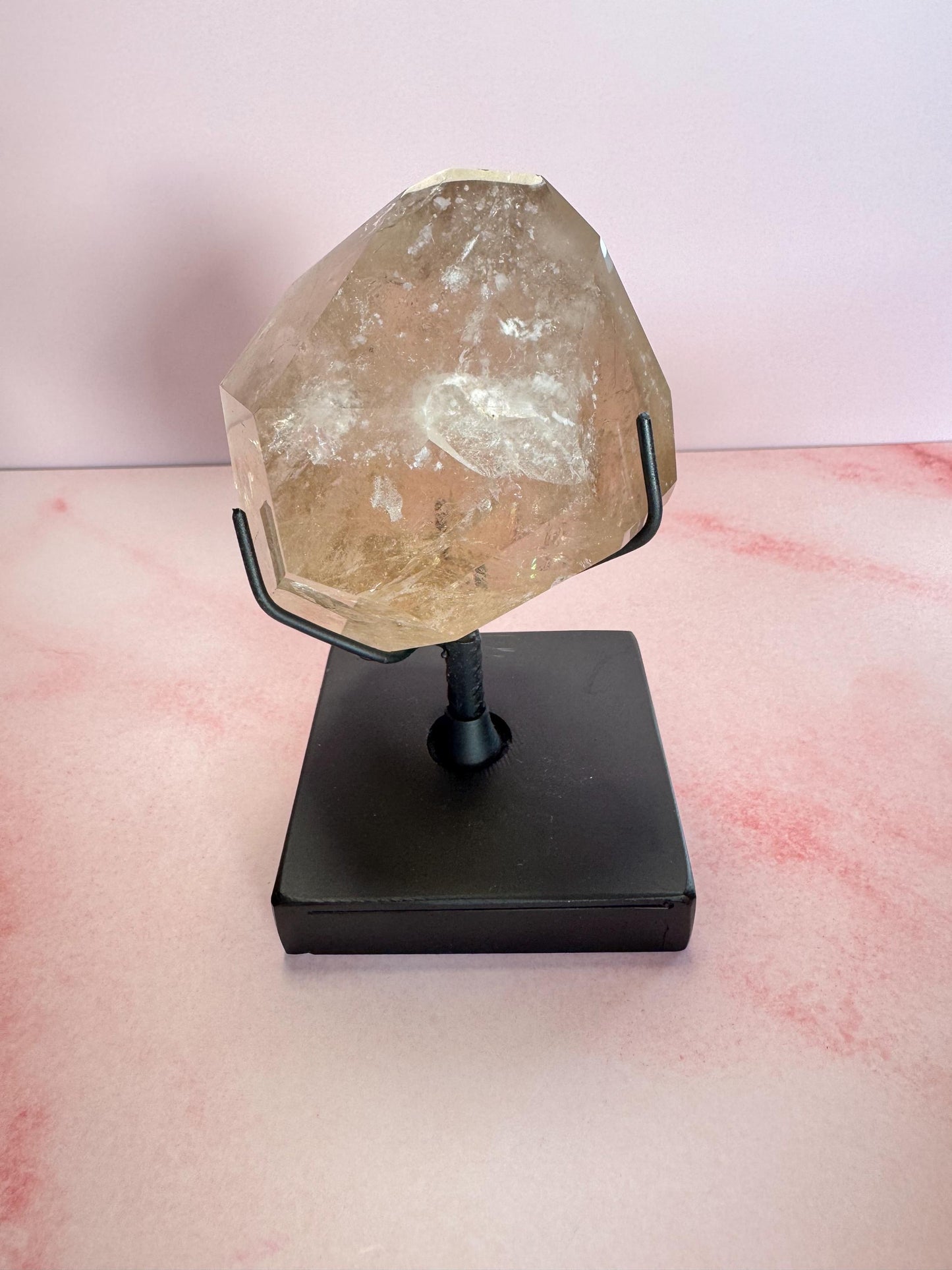 Natural Citrine Quartz Polished Freeform from Brazil on Spinning Stand