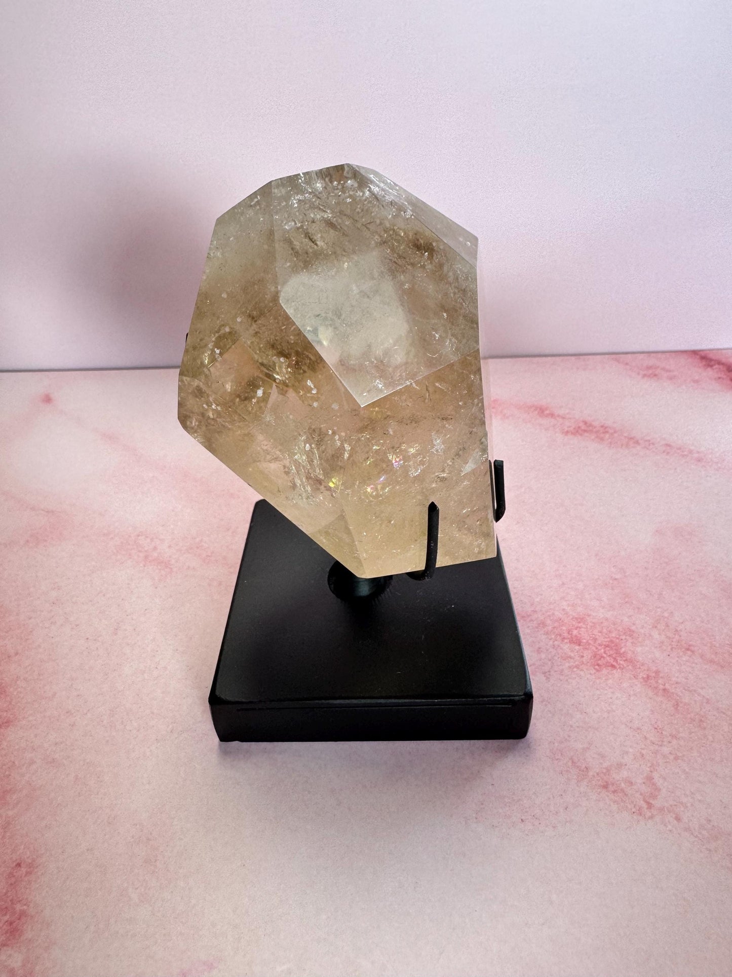 Natural Citrine Quartz Polished Freeform from Brazil on Spinning Stand