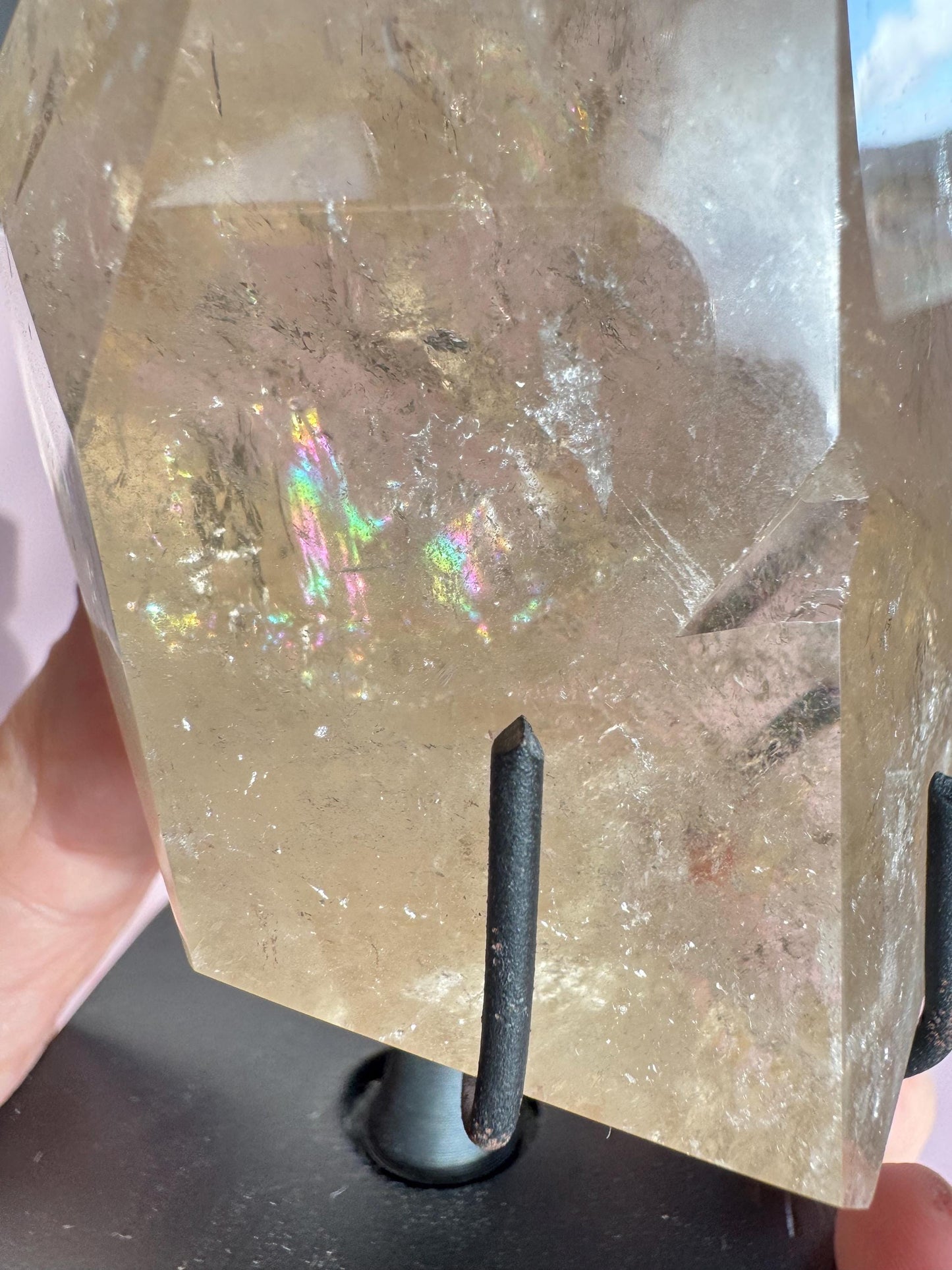 Natural Citrine Quartz Polished Freeform from Brazil on Spinning Stand