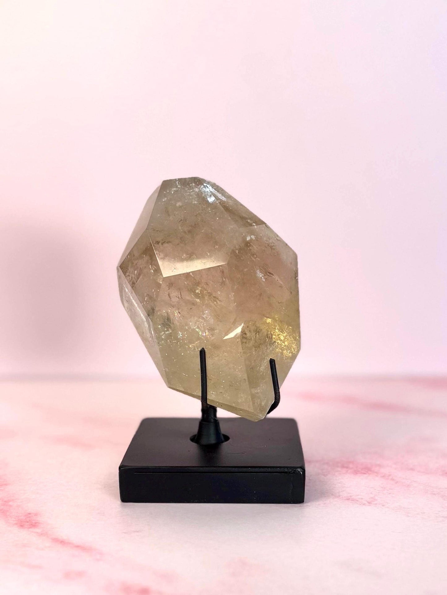 Natural Citrine Quartz Polished Freeform from Brazil on Spinning Stand