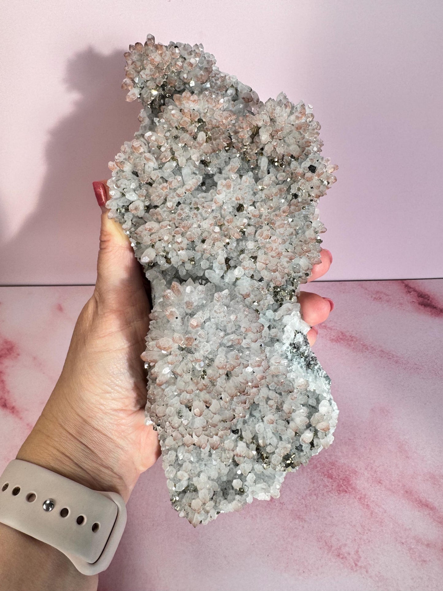 Quartz Cluster with Hematoid and Pyrite Inclusions from China