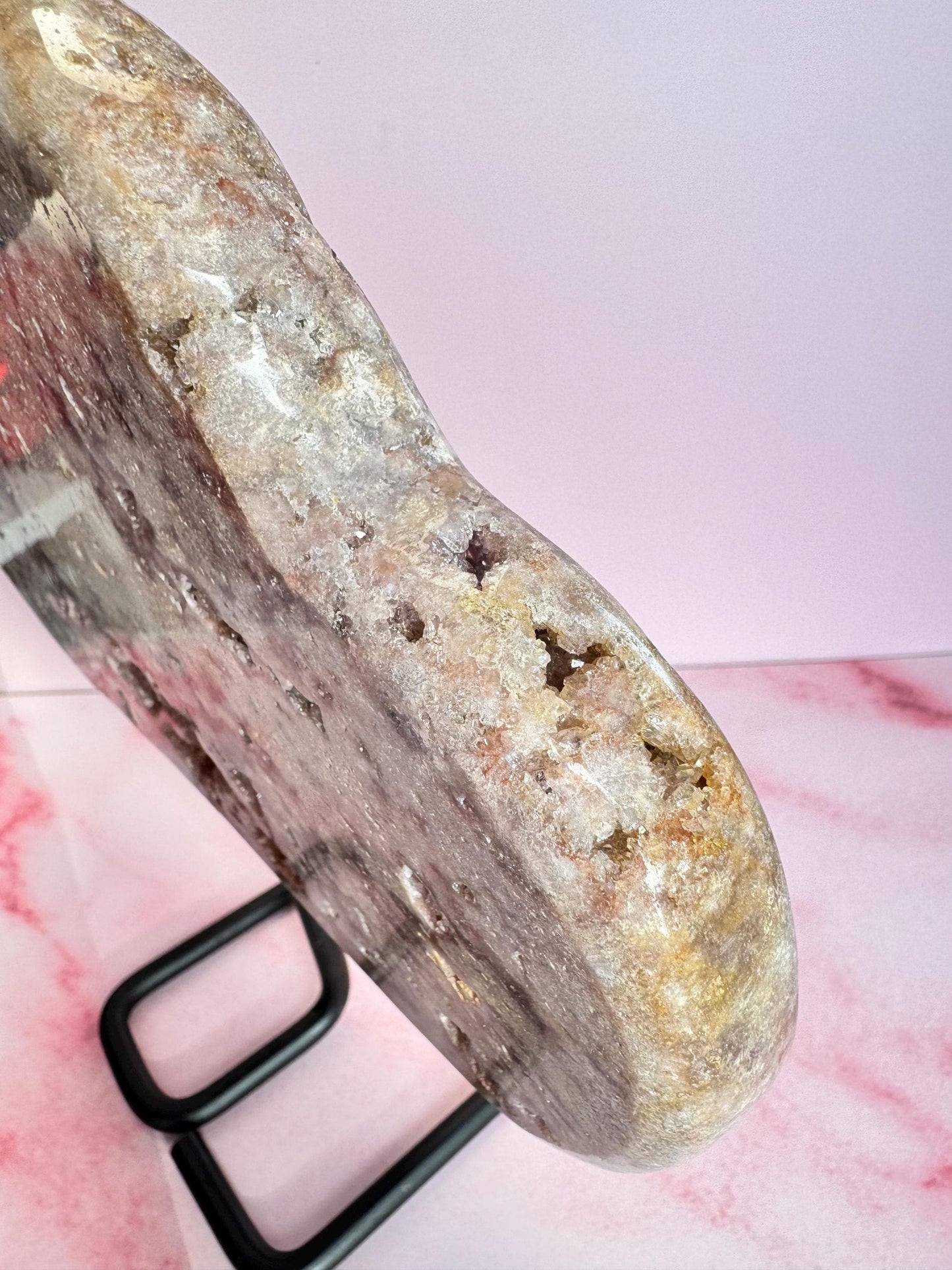 Pink Amethyst Cloud Carving on Stand
