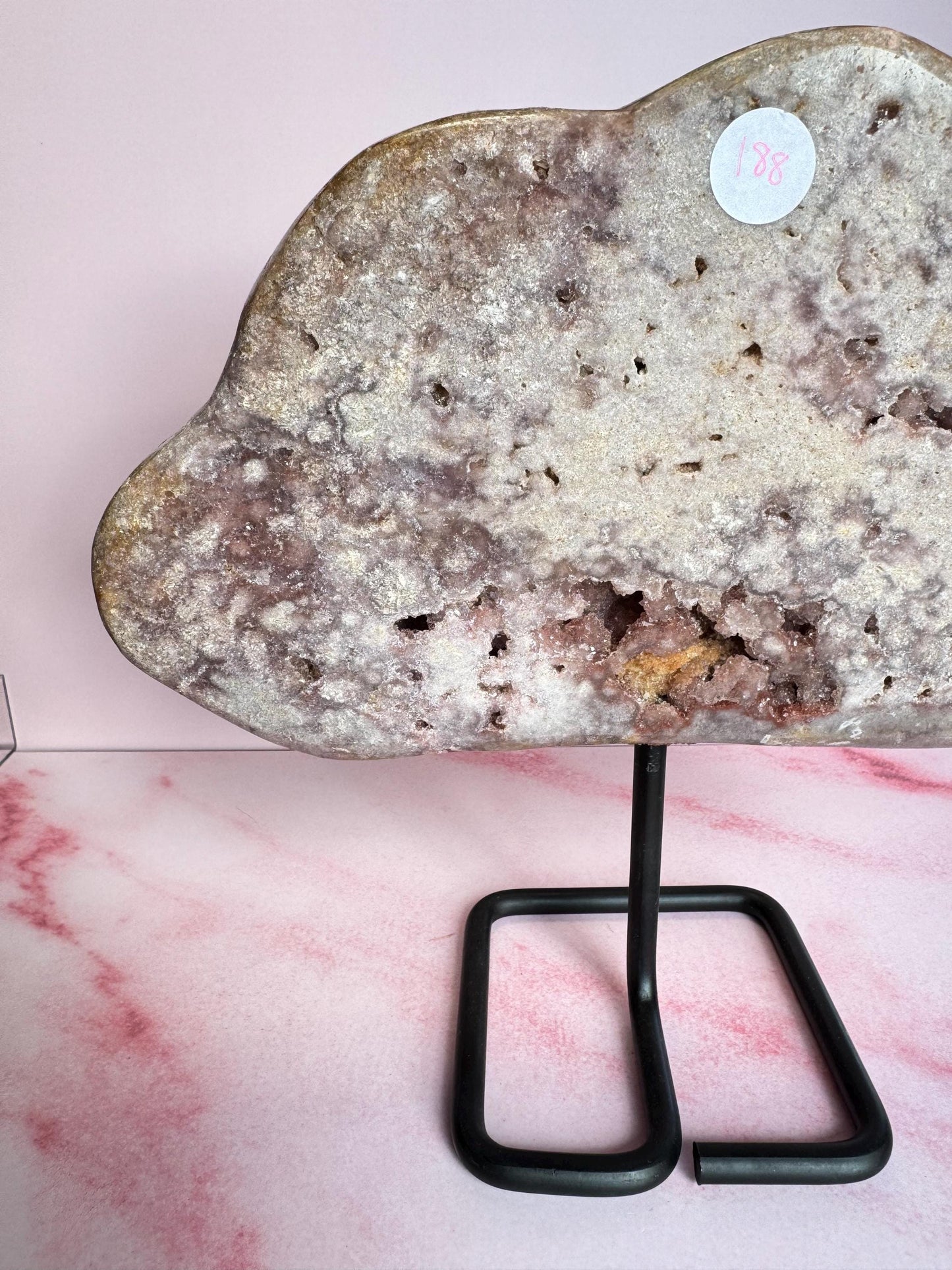 Pink Amethyst Cloud Carving on Stand