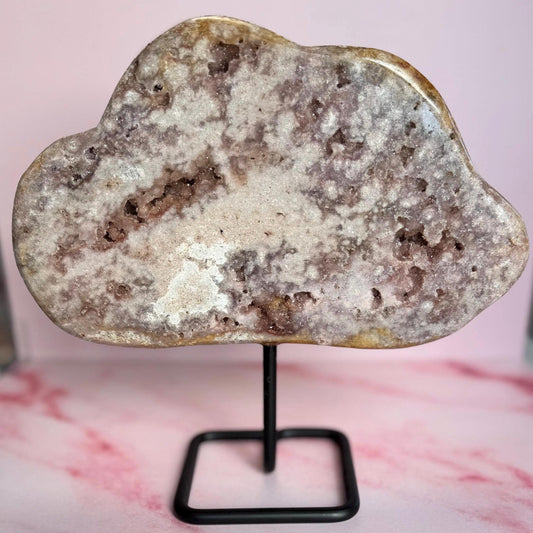 Pink Amethyst Cloud Carving on Stand