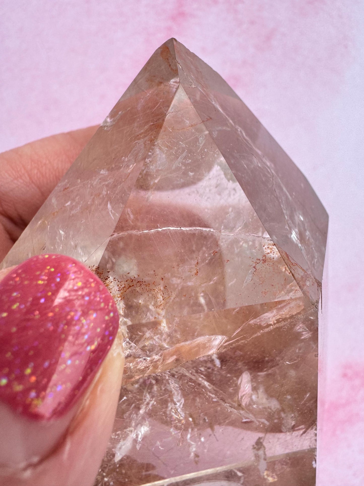 Clear Quartz Point with Golden Rutile Inclusions from Brazil - Item C