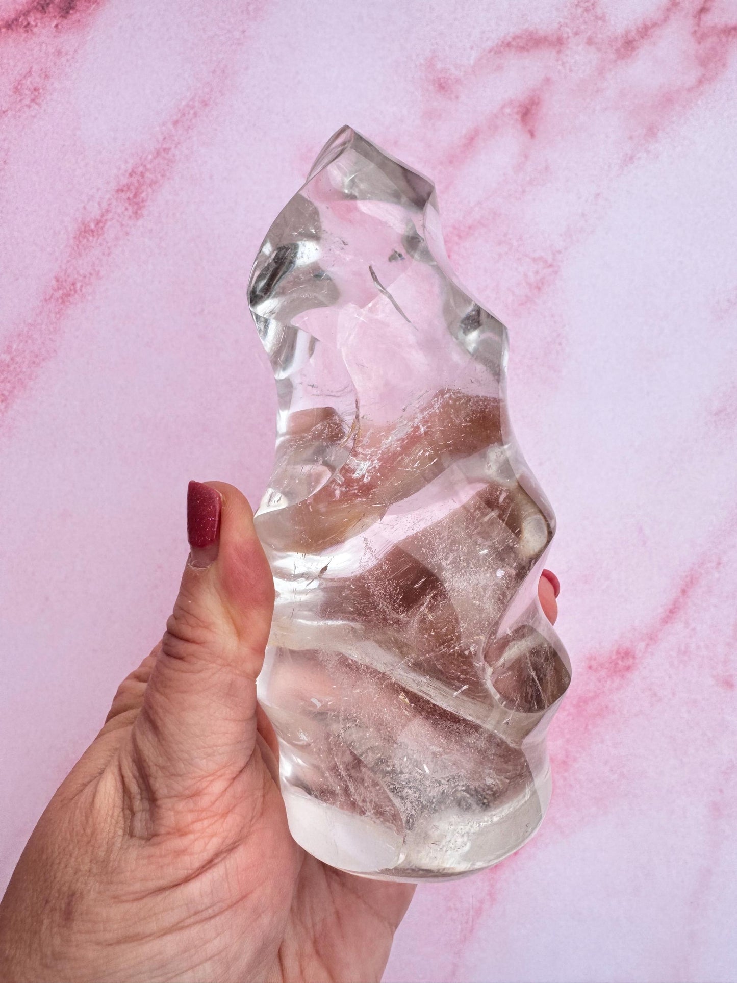 High Quality Clear Quartz Flame Carving from Madagascar (5.25")