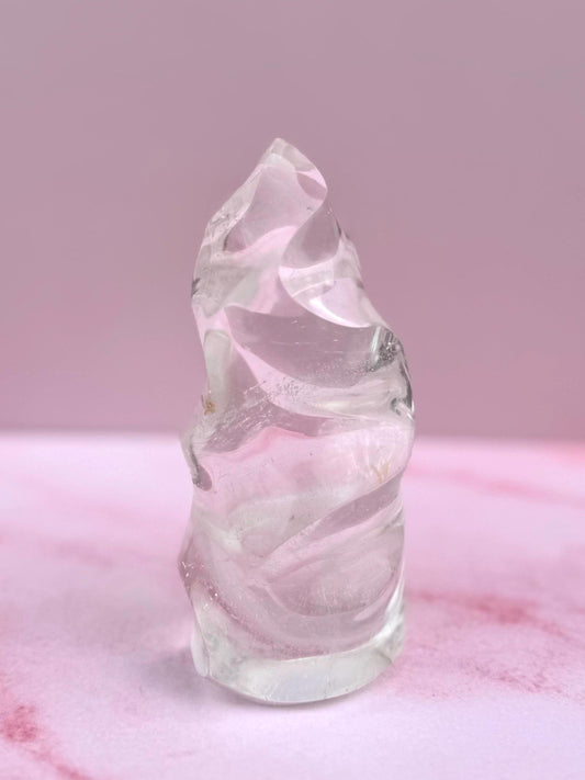High Quality Clear Quartz Flame Carving from Madagascar (5.25")
