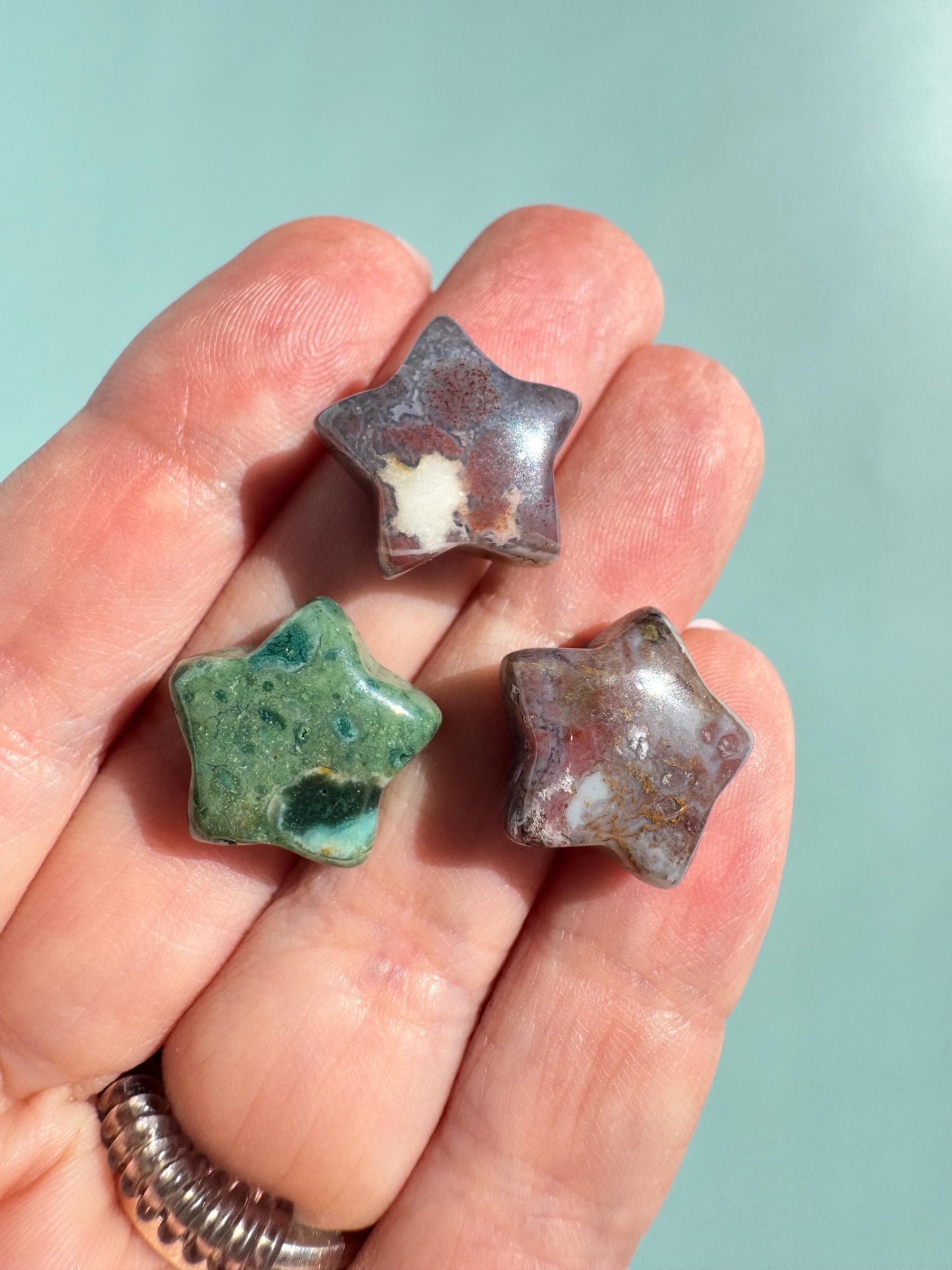 Sea Jasper Mini Star Carving (0.5")