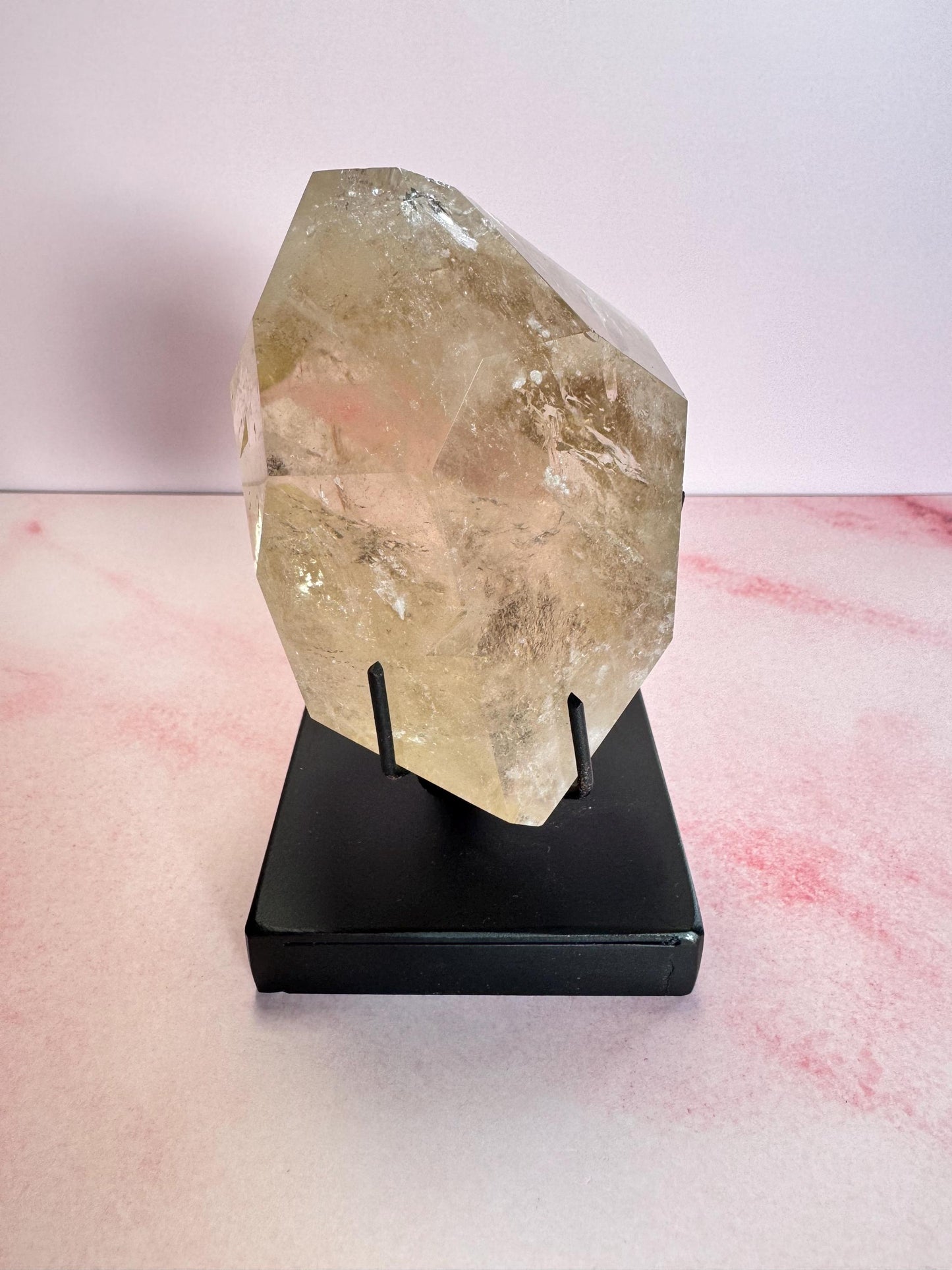 Natural Citrine Quartz Polished Freeform from Brazil on Spinning Stand