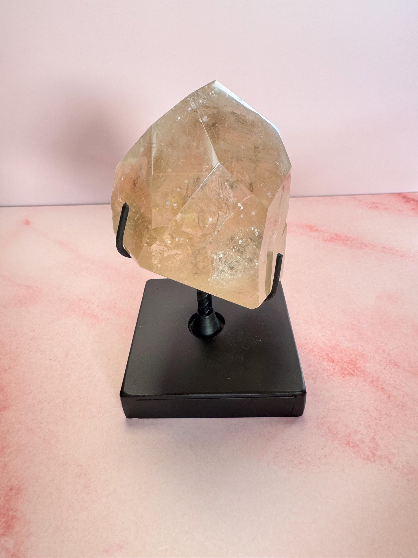 Natural Citrine Quartz Polished Freeform from Brazil on Spinning Stand
