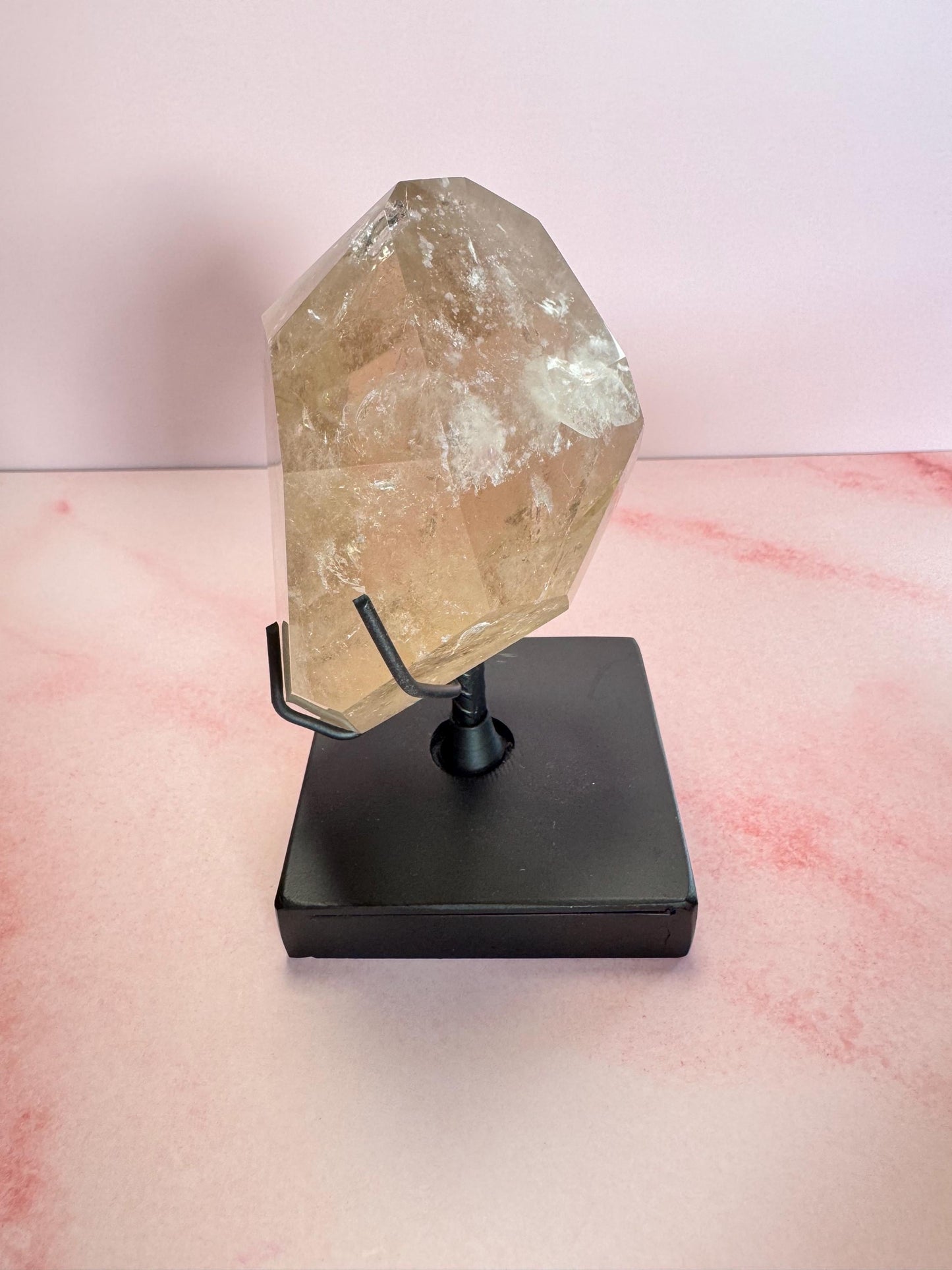 Natural Citrine Quartz Polished Freeform from Brazil on Spinning Stand