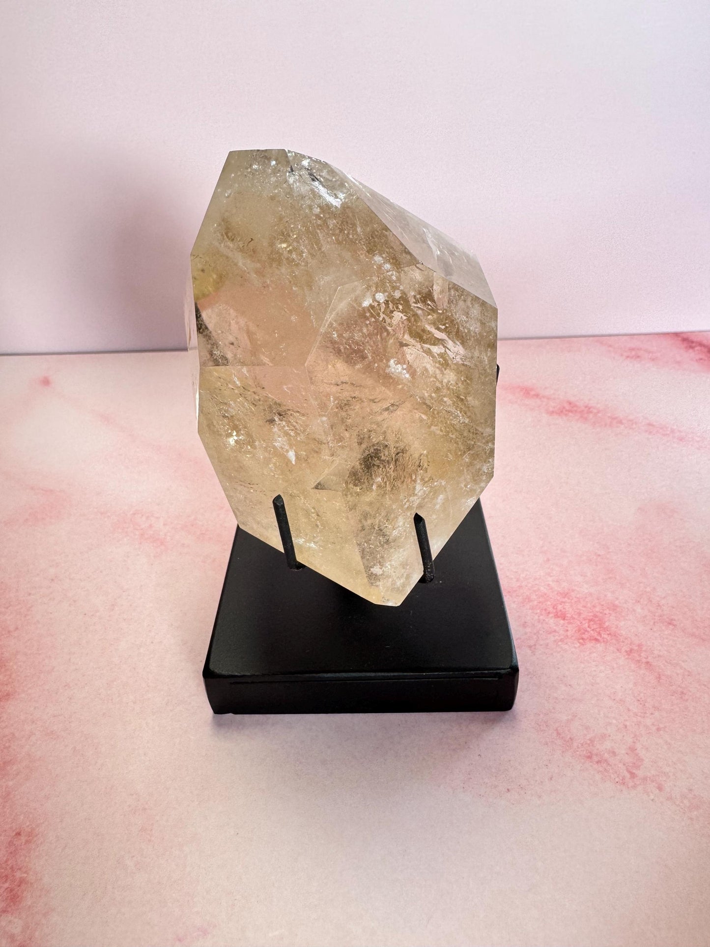 Natural Citrine Quartz Polished Freeform from Brazil on Spinning Stand