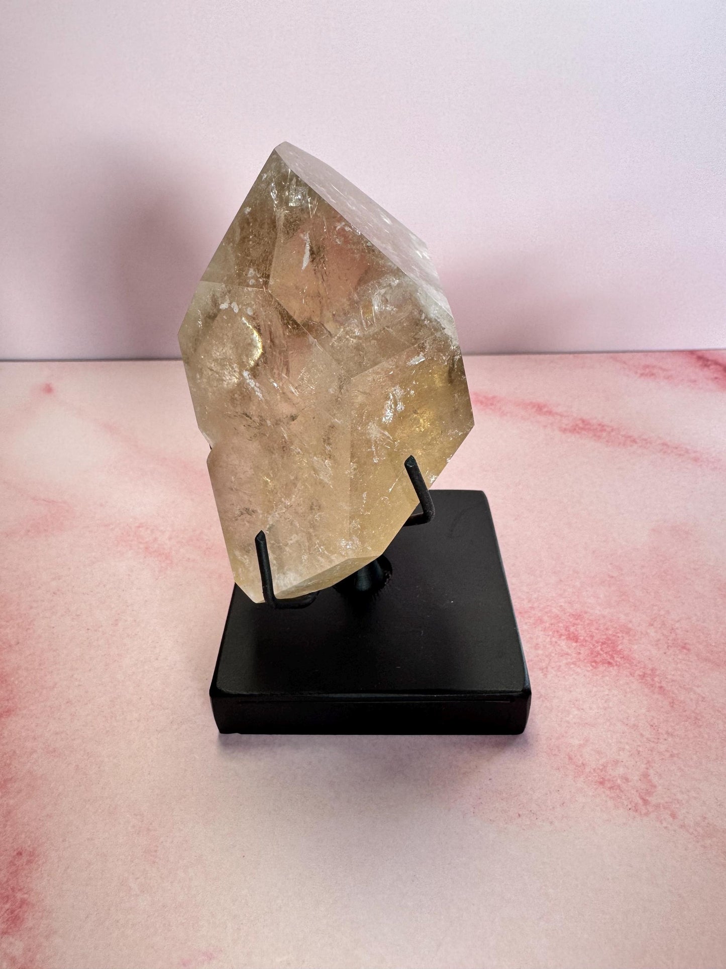 Natural Citrine Quartz Polished Freeform from Brazil on Spinning Stand
