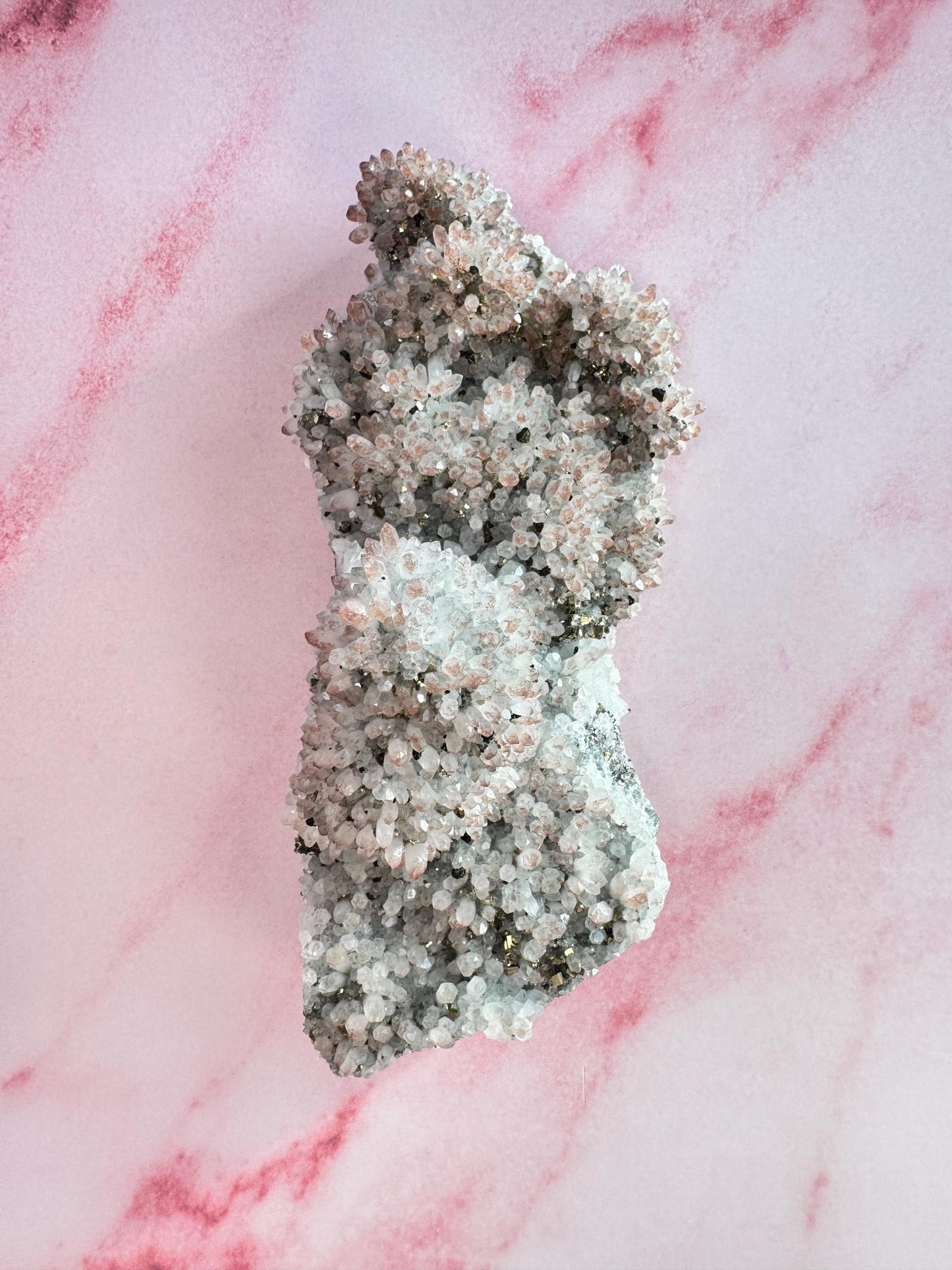 Quartz Cluster with Hematoid and Pyrite Inclusions from China