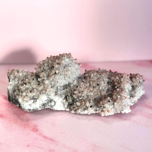 Quartz Cluster with Hematoid and Pyrite Inclusions from China
