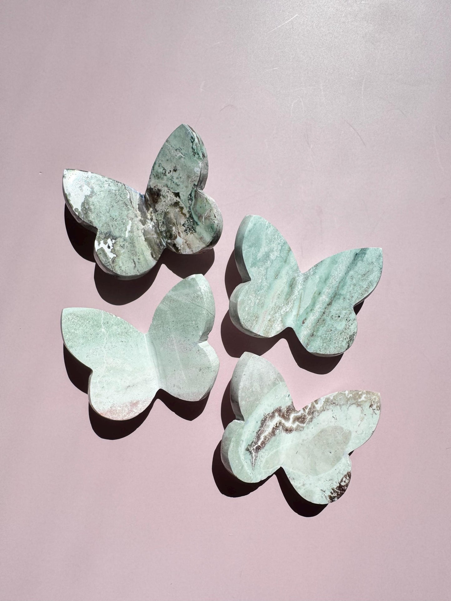 Pastel Unicorn Jasper 3D Butterfly Carvings - from India - Set 2