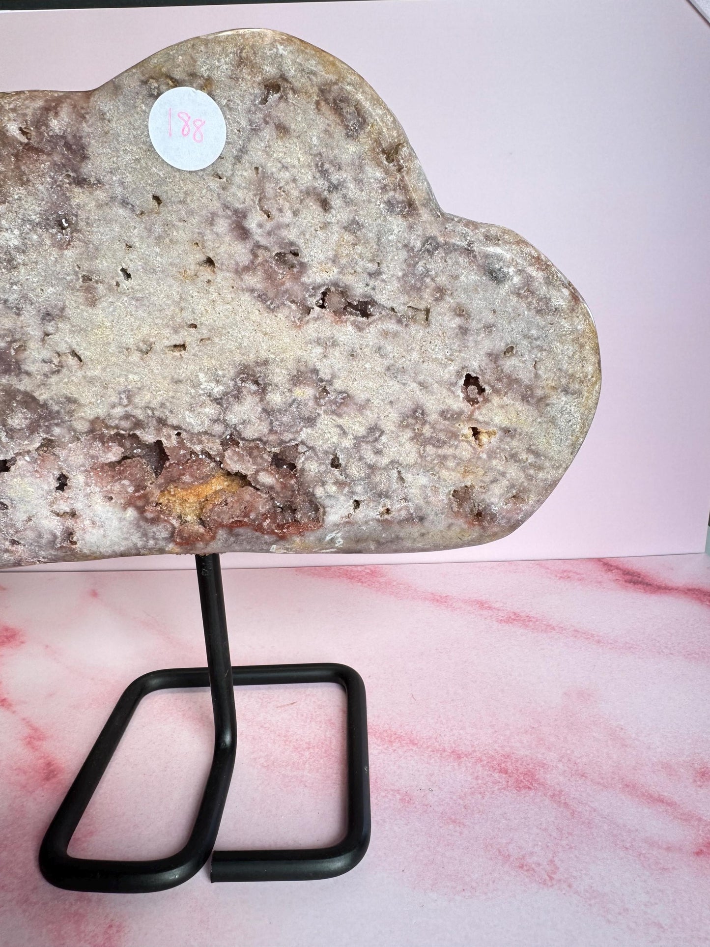 Pink Amethyst Cloud Carving on Stand