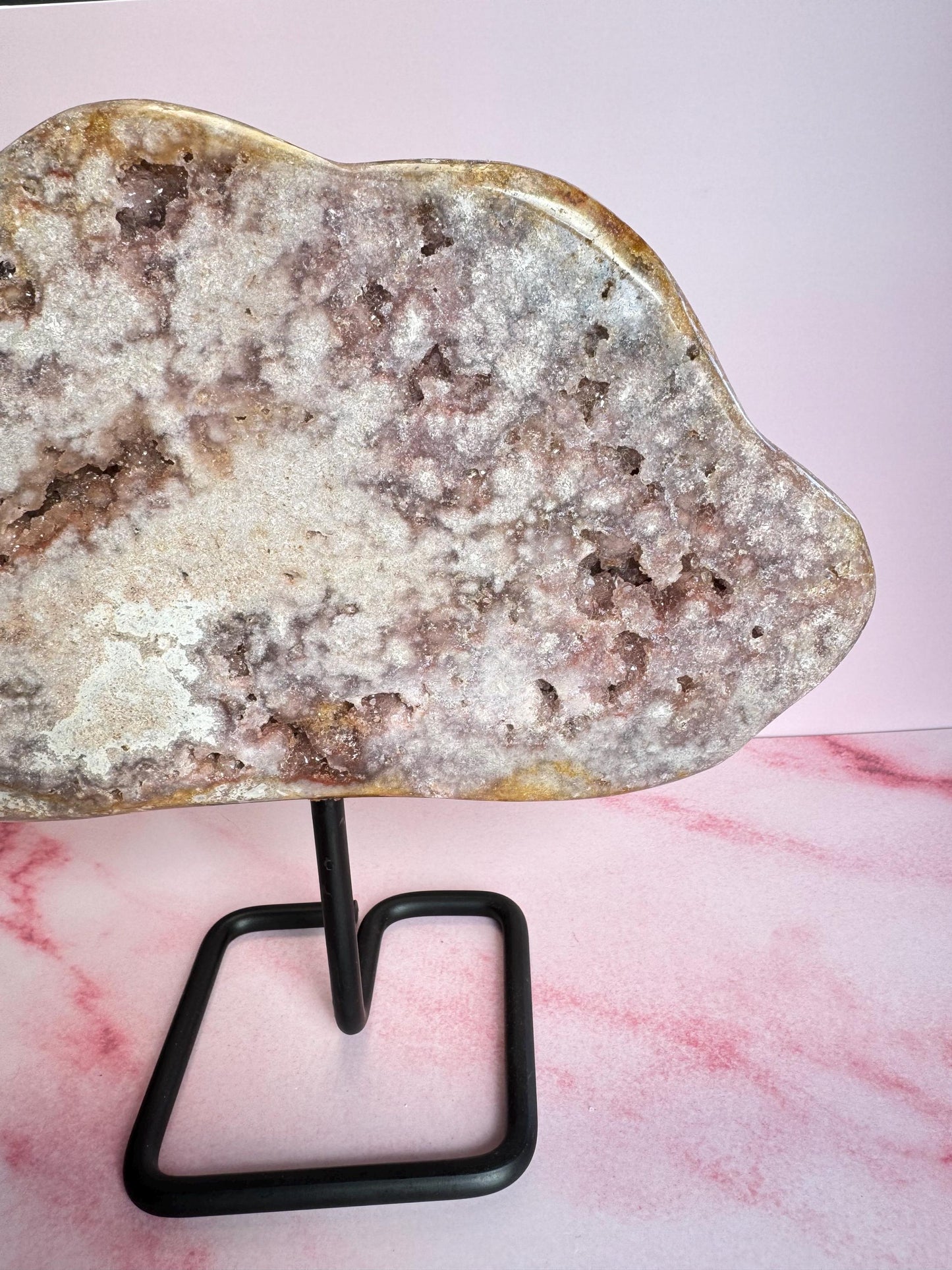 Pink Amethyst Cloud Carving on Stand