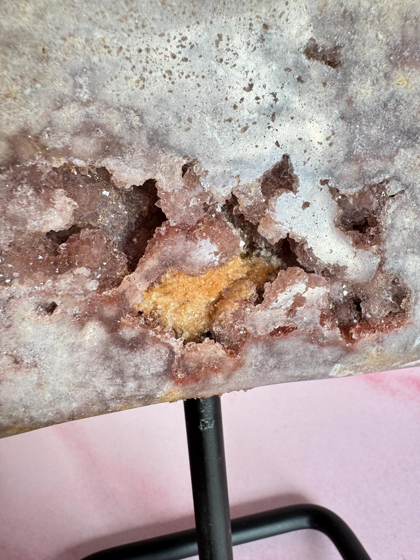Pink Amethyst Cloud Carving on Stand